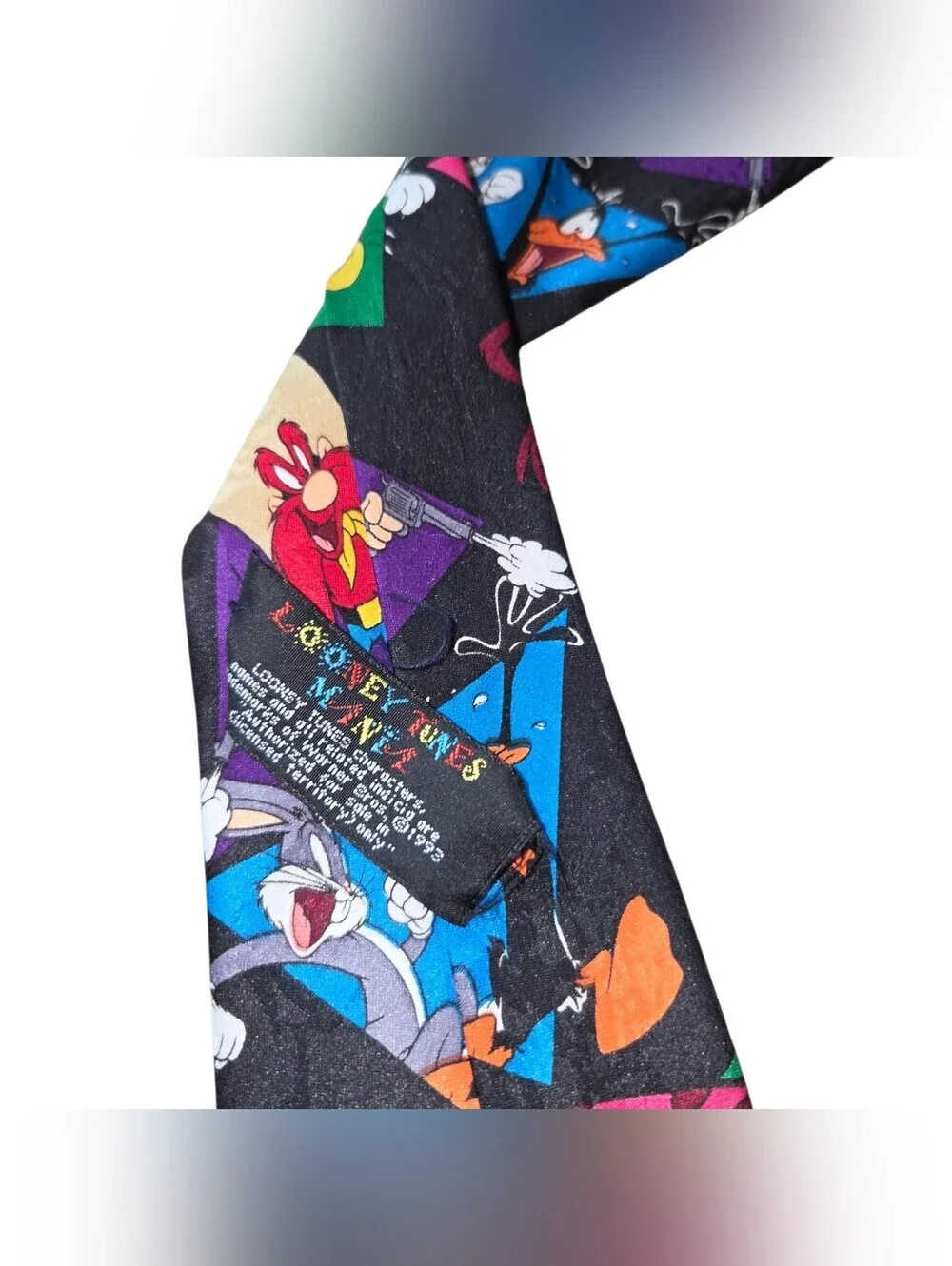 Warner Bros. Looney Tunes Character Black Tie with Multi-Color Panels
